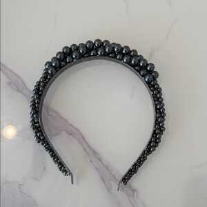 Black Beaded Statement Headband - Women's Accessory